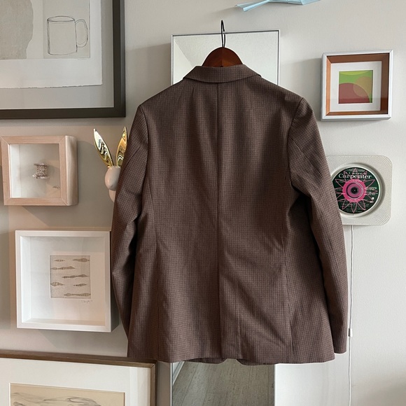 *SOLD* Uniqlo Brown Check Oversized Blazer, Sz S - Picture 2 of 4